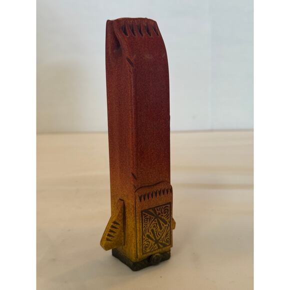 Stoneware Wall Vase - Hand Crafted - Red & Earth Tones - 7.5" x 1.5" - Picture 1 of 6